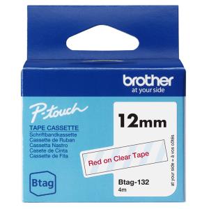 Tape 12mm Non Lami Red On Clear (btag132)