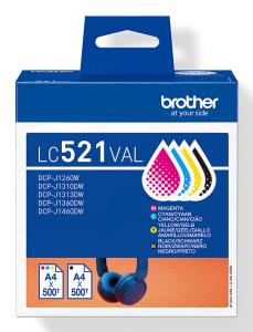 Ink Cartridge - Lc521val - 500 Pages - Value Pack (black, Cyan, Magenta, Yellow)