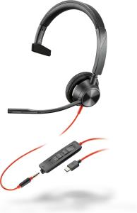 Headset Blackwire 3315 - Monaural - USB-c / 3.5mm - USB-C/A Adapter