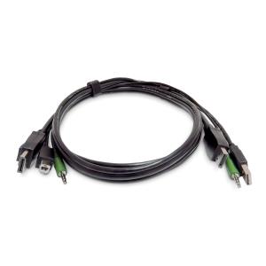 Dual-DisplayPort KVM Cable, USB 2.0, 3.5mm Audio, Universally Compatible Combo Cable For KVM Switches 3m