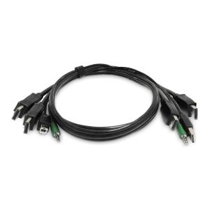 Ual-DisplayPort KVM Cable, 2x USB A To B, 3.5mm Audio, Universally Compatible Combo Cable For KVM Switches 1.8m
