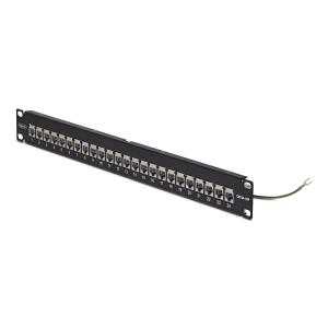 Patch Panel 24 Port 1u Feed Through With Cable Management Bar, Rackmount Shielded CAT6a