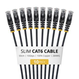 Patch Cable - CAT6 - Utp - Snagless - 50cm - Black 10 Pack