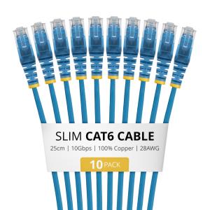 Patch Cable - CAT6 - Utp - 25cm - Blue Slim 10 Pack