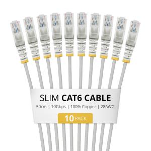 Patch Cable - CAT6 - Utp - Snagless - 50cm - Grey 10 Pack