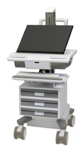 Mosaic LCD Cart with Flex Arm - Tier 3 Std 1x1x1 - Configured with key-lock drawer