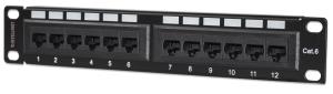 Patch Panel - 12 Port - CAT6 - 1u - 10in - Unshielded - Black