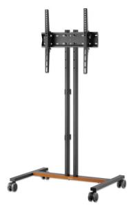 TV Cart - 1 TV - Tilt/Height-Adjustable - 34 to 55in - Black/Brown