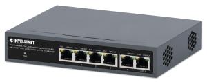 PoE-Powered 6-Port Lite Smart Managed PoE+ Switch with 4 GbE Ports / 2 GbE Uplinks and PoE Passthrough