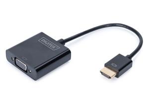 HDMI to VGA converter adapter Typ A - VGA (D-Sub) connector, 3.5mm audio jack black