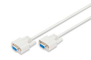 Datatransfer connection cable, D-Sub9 F/F, 2m serial, molded beige