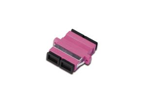 SC/SC DX Coupler, OM4, Color RAL 4003 Zirconia Ceramic Sleeve, Plastic housing,Multimode incl. fixing material