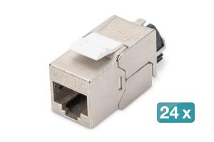 CAT6a Keystone Jack - shielded, tool free connection - intelligent cable manager - 24 Pcs