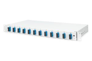 Fiber Optic Sliding Splice Box, 1U, Equipped 12x SC duplex, incl. M 25 Screw, Splice Cassette Color Pigtails OS2, Adapter