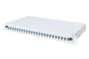 Fiber Optic Sliding Splice Box, 1U, Equipped 24x LC duplex, incl. M 25 Screw, Splice Cassette Singlemode OS2, Color Pigtails