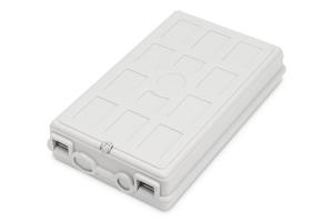 Fiber Optic Distribution Box, 6x splice for 8x SC Simplex or 8x LC Duplex