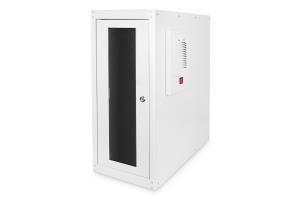 Computer case glas door, incl. fan and castor group, color grey RAL 7035
