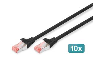 Patch cable - CAT6 - S/FTP - Snagless - Cu - 1m - black - 10pk