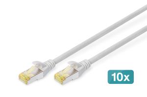 Patch cable - CAT6a - S/FTP - Snagless - Cu - 0.25m - grey - 10pk