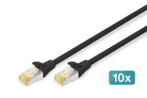Patch cable - CAT6a - S/FTP - Snagless - Cu - 0.25m - black - 10pk