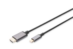 USB Type-C adapter cable, Type-C to HDMI A M/M, 2m, 4K/60Hz, 18GB, CE, black
