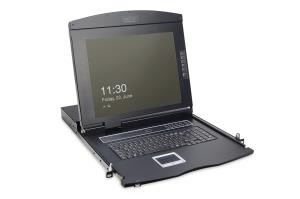 Modularized 43 2cm (17in) TFT console with 8 port KVM RAL 9005 black - CH keyboard