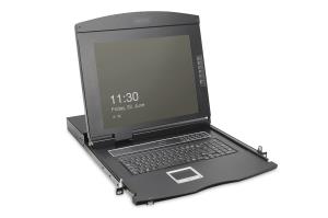 Modularized 43.2cm (19in) HD TFT console with 8 port CAT5. RAL 9005 black - UK keyboard