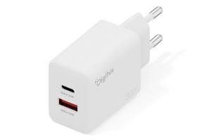 USB GaN Charger 30W 1x USB-C 1x USB-A White