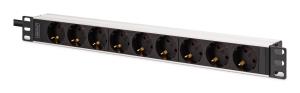PDU - 1U aluminum rackmount 8x Safety outlet 1x outlet 16A 230VAC 50/60Hz IEC C20 plug