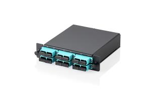 MPO/MTP cassette - 3 cassettes panel, OM3 1x6xSC DX couplers,Fanout, MPO Adapter,full loaded