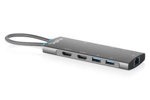 USB-C Docking Station, 9-Port - 2x HDMI / 5x USB 3.2 Gen 1 / RJ45 / PD - 100W USB Power Delivery