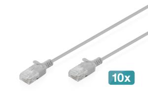 Slim patch cable - CAT6 - U/UTP - Snagless - Cu - 30cm - Grey - 10pk