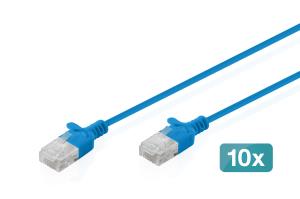Slim patch cable - CAT6 - U/UTP - Snagless - Cu - 1m - Blue - 10pk