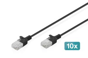 Slim patch cable - CAT6 - U/UTP - Snagless - Cu - 1m - Black - 10pk