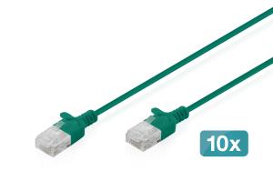 Slim patch cable - CAT6 - U/UTP - Snagless - Cu - 1m - Green - 10pk
