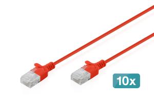 Slim patch cable - CAT6 - U/UTP - Snagless - Cu - 1m - Red - 10pk