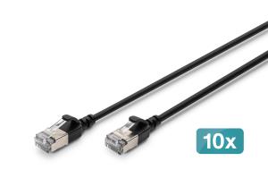 Slim Patch cable - CAT6A - F-FTP - 30cm - Black - 10pk