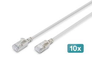 Slim Patch cable - CAT6A - F-FTP - 50cm - Grey - 10pk