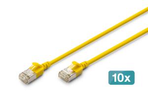 Slim Patch cable - CAT6A - F-FTP - 1m - Yellow - 10pk