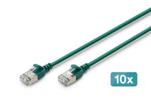 Slim Patch cable - CAT6A - F-FTP - 1.5m - Green - 10pk