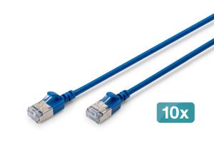 Slim Patch cable - CAT6A - F-FTP - 3m - Blue - 10pk