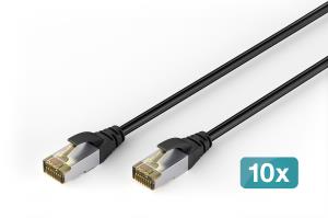 Outdoor patch cable - CAT6a - S/FTP - Snagless - Cu - 1m - black- 10pk