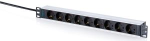 PDU - 1U Aluminum rackmountable, 9x Safety outlet 16A, 4000W, 250VAC 50/60Hz,