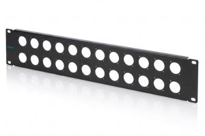 2U panel for D-type modules, 24-port black (RAL 9005)