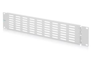 2U blank panel with ventilation grille and hinge grey (RAL 7035)