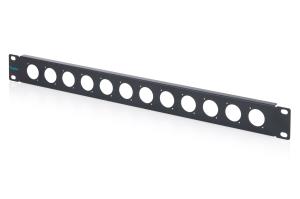 1U panel for D-type modules, 12-port black (RAL 9005)