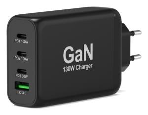 Wall charger GaN 130W PD+ cable USB-C 2m - EU